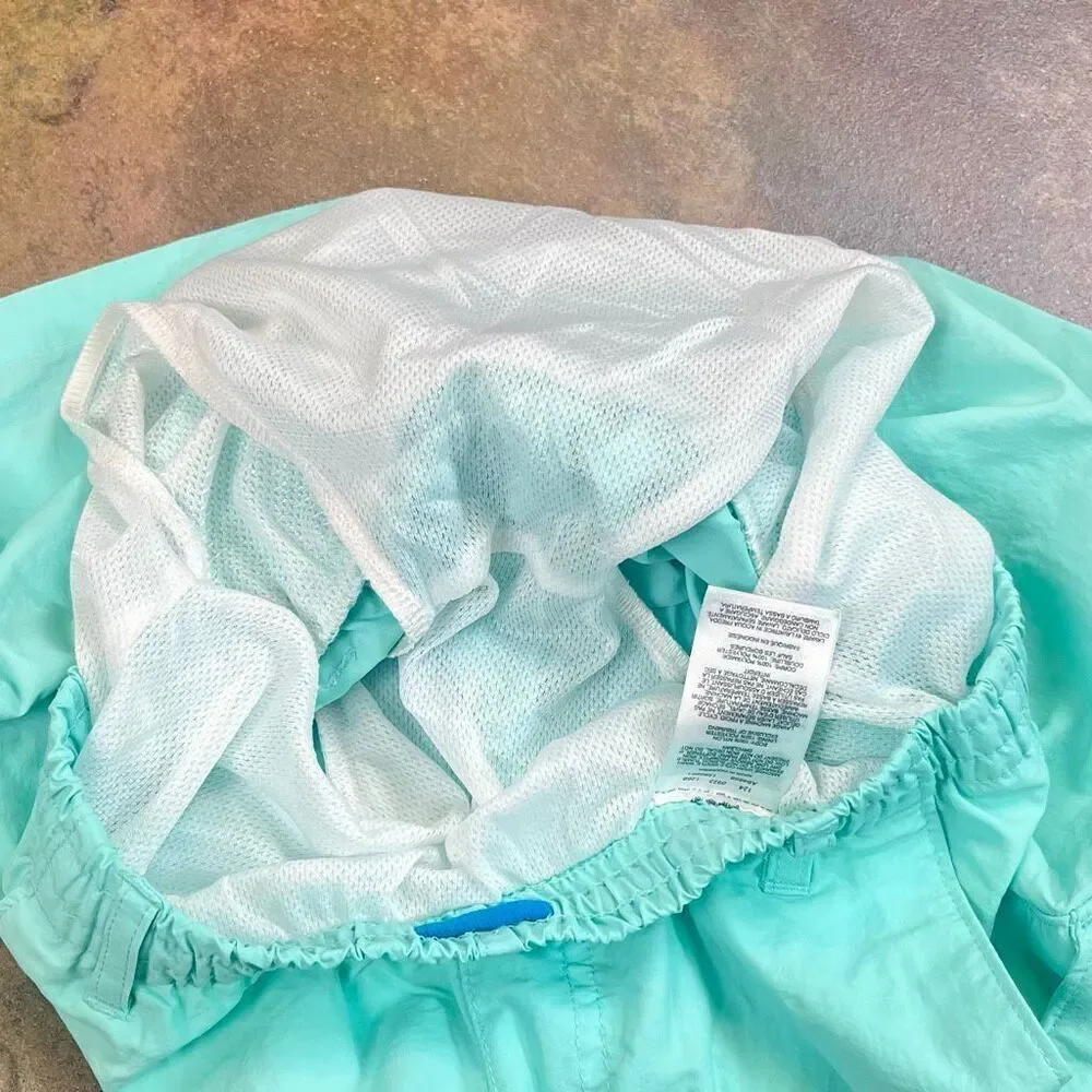 Columbia Aqua Turquoise PFC Omni-Shade Green Drawstring Swim Shorts Medium
